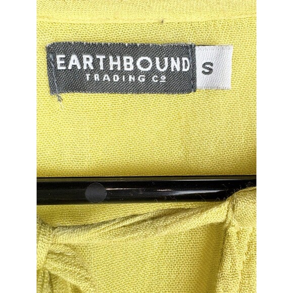 Earthbound Trading Co Blouse Boho Peasant Bell Sleeves, Mustard Yellow, Small - Picture 4 of 5